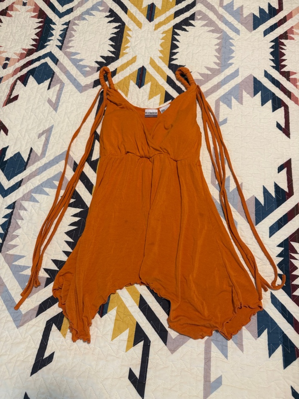 No Boundaries Orange Juniors Tank Top with Braided Trailing Straps
